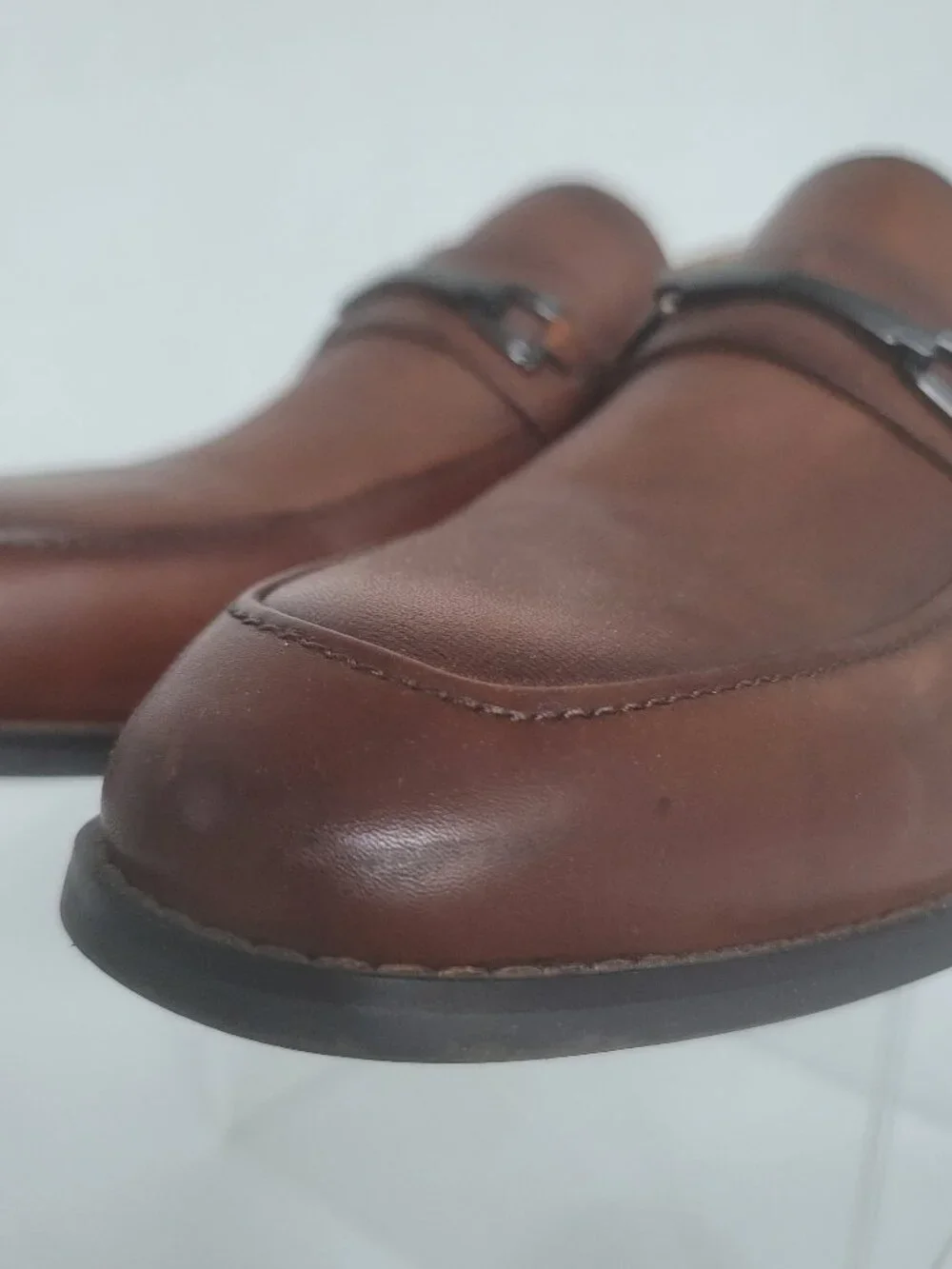 Stacy Adams Kaylor Leather Cognac Moc Toe Bit Shoes Loafer 25572-221 Sz 9.5M